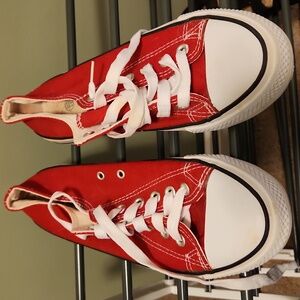 Red lowtop sneakers